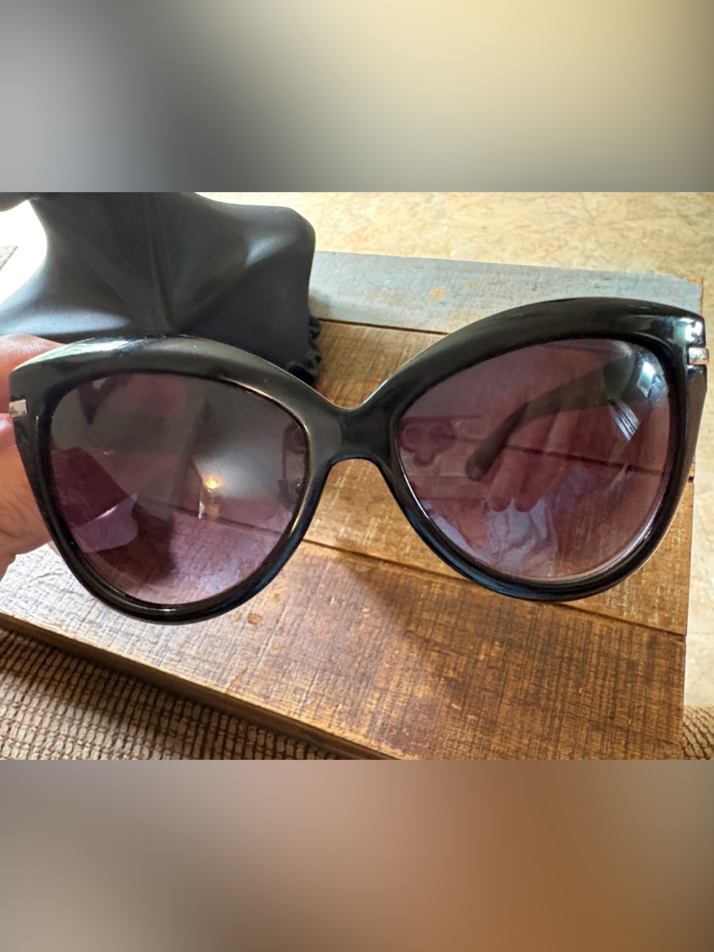 Gorgeous Bitale Cat Eye Black Frame Women's Sunglasses with Purple Lenses